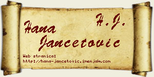 Hana Jančetović vizit kartica